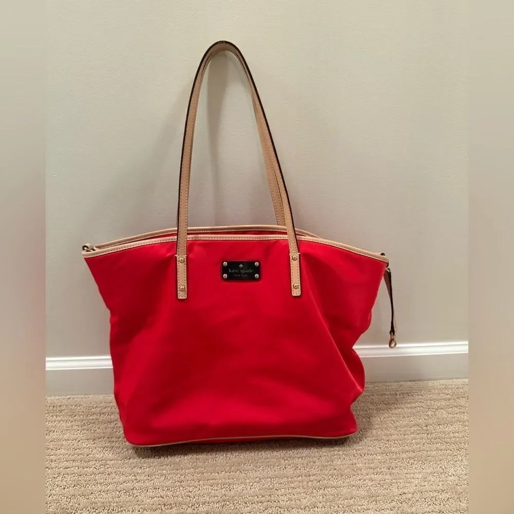 Kate Spade Red Diaper Tote Bag with changing pad